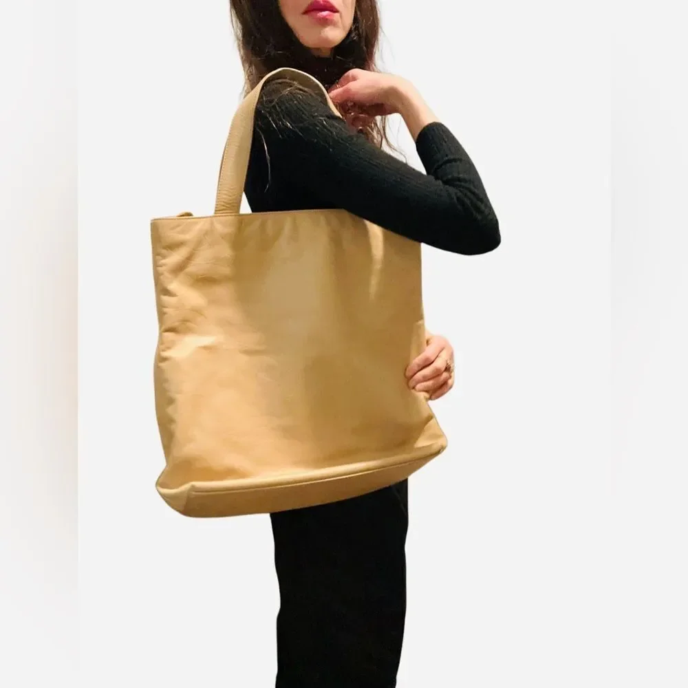 CHANEL Tan Tote Bag with Spacious Design